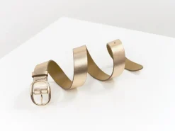 Ceintures^One Step Alia - Ceinture Doree En Cuir Embosse Certifie A Boucle Gravee