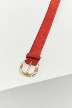 Ceintures^One Step Artic - Ceinture Orange En Cuir Facon Poulain