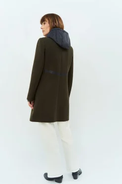 Vestes & Blousons^One Step Dida - Manteau Kaki Avec Col Cuir Synthetique Noir