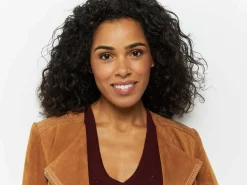 Vestes & Blousons^One Step Diya - Blouson Cognac En Cuir Velours