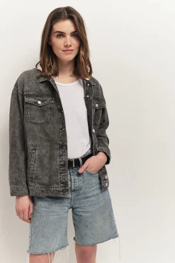 Vestes & Blousons^One Step Dollis - Veste En Jean Opale Grey Avec Capuche Amovible