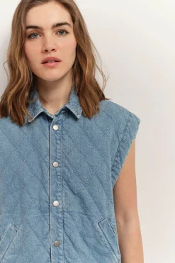 Vestes & Blousons^One Step Driss - Blouson En Jean Bleu Sans Manches