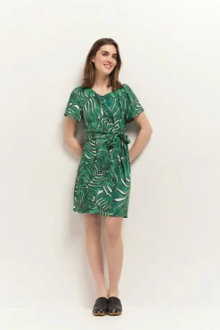 Robes & Combinaisons^One Step Rami - Robe Green Grass A Imprime Palmes Arty