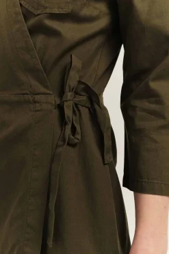 Robes & Combinaisons^One Step Reilly - Robe Portefeuille Kaki Toile Coton Lyocell®