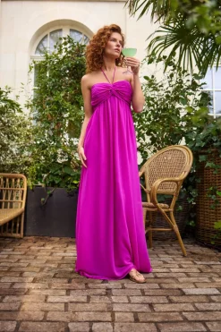 Robes & Combinaisons^One Step Rhodes - Robe Bustier Longue Orchidee Recycle A Bandeau Plisse