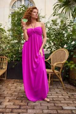 Robes & Combinaisons^One Step Rhodes - Robe Bustier Longue Orchidee Recycle A Bandeau Plisse