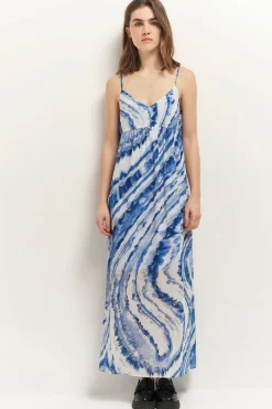 Robes & Combinaisons^One Step Rikka - Robe Longue Estate Blue A Imprime Vagues D'Azur