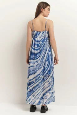 Robes & Combinaisons^One Step Rikka - Robe Longue Estate Blue A Imprime Vagues D'Azur