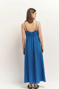 Robes & Combinaisons^One Step Rimini - Robe Longue Santorin Blue A Fines Bretelles En Lin
