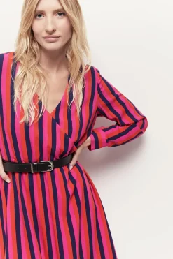 Robes & Combinaisons^One Step Rosa - Robe Cache-Coeur Capucine A Lignes Graphiques