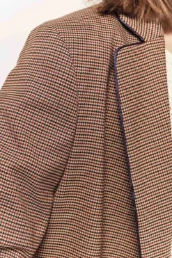 Vestes & Blousons^One Step Valeria - Veste De Costume Acajou A Motif Pied-De-Poule