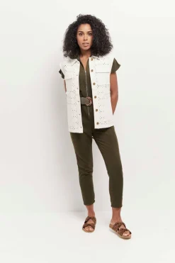 Vestes & Blousons^One Step Vikky - Veste Saharienne Ivoire Brodee A Manches Amovibles