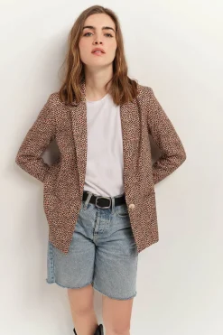 Vestes & Blousons^One Step Vince - Veste De Costume Sand A Imprime Mini Girafon